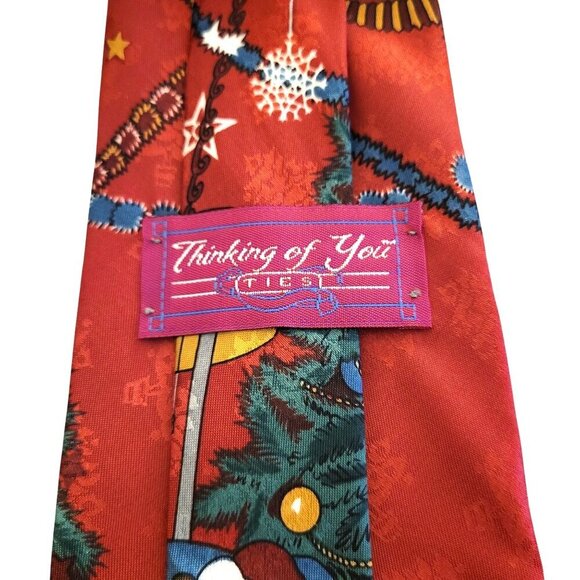Christmas Tie Sleeping Santa Bear 58" Red Graphics "Thinking of You Ties" - Picture 5 of 6